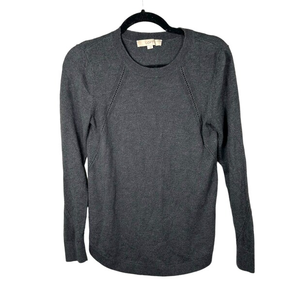 Loft Silk Blend Charcoal Grey Lightweight Sweater Blouse Women's Size Small - Picture 1 of 6